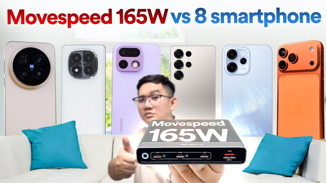 Vắt kiệt Movespeed 165W: full tải và thử với 7 HÃNG SMARTPHONE khác nhau!