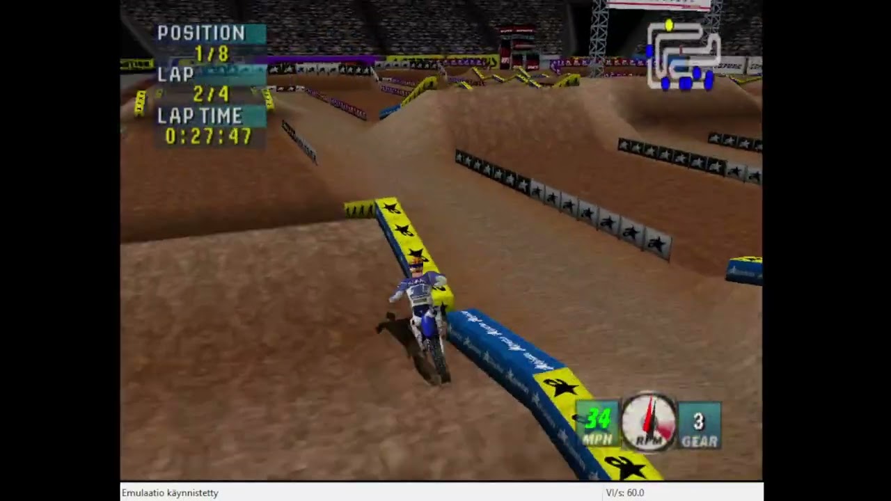 N64, NTSC, Emulated, Jeremy McGrath Supercross 2000, Houston, Race, 125cc, 2:41.94