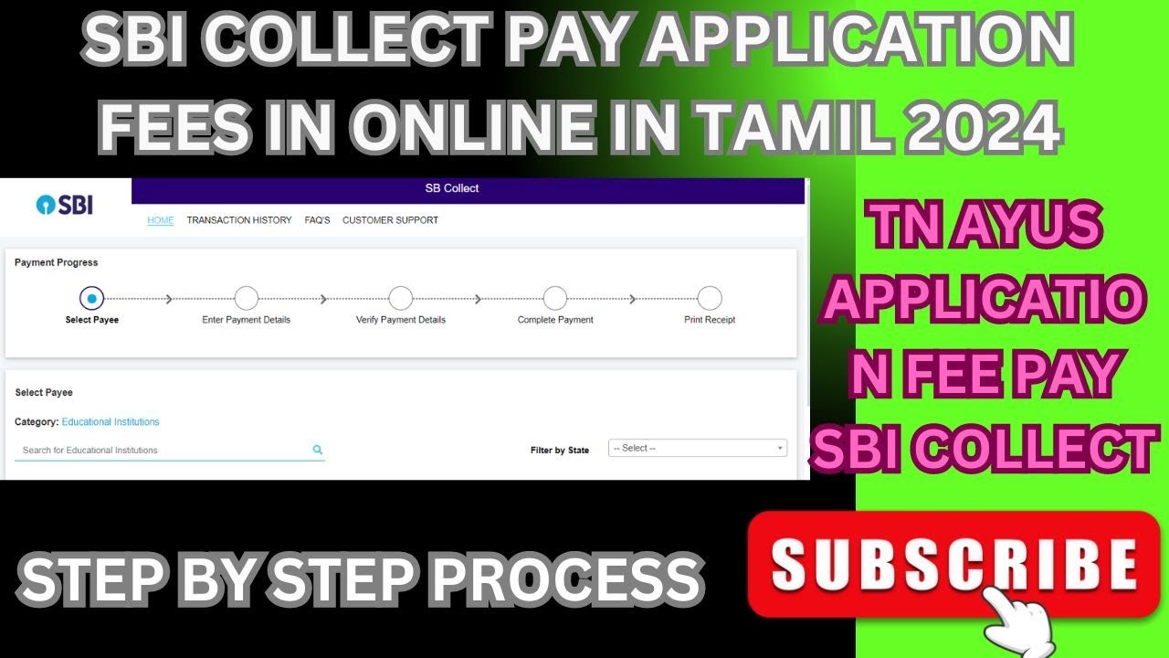 How to pay application fees in SBI collect in online Tamil 2024 | TN Ayus counselling 2024 |