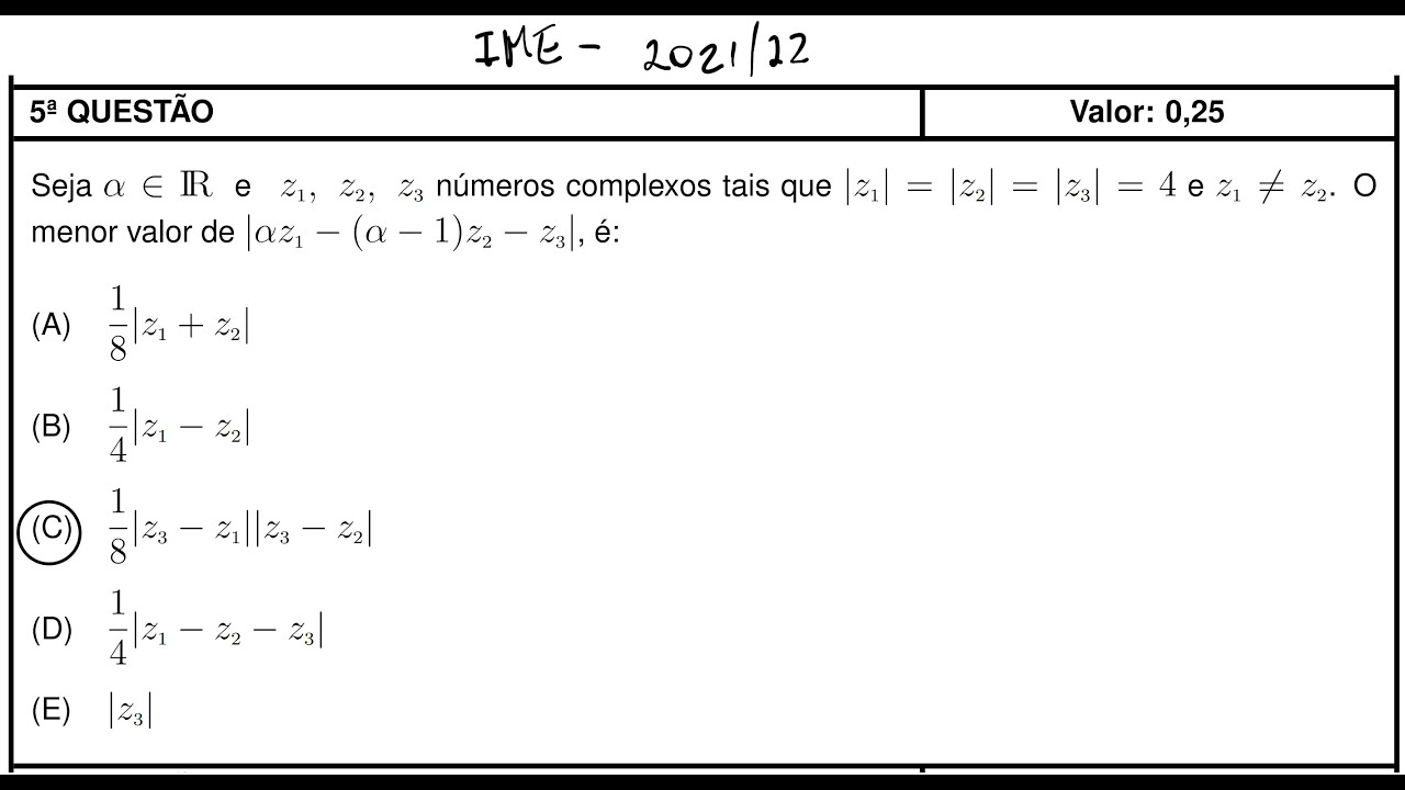 IME-2021/2022 questão de números complexos e geometria plana
