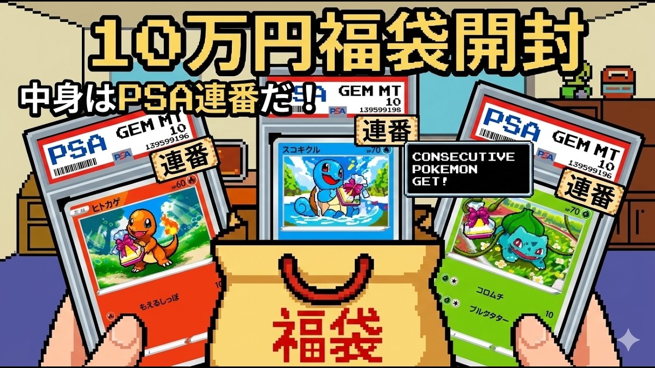 【ポケカ開封】【福袋】まさか？！○○の連番？！一袋10万円のPSA10連番福袋を開封していきます！！！#pokemontcg #ポケカ開封 #神引き#福袋
