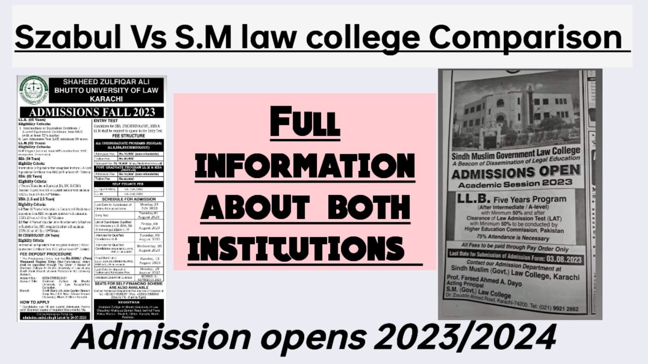 Szabul Vs S.M law college comparison| Admissions 2023 opens