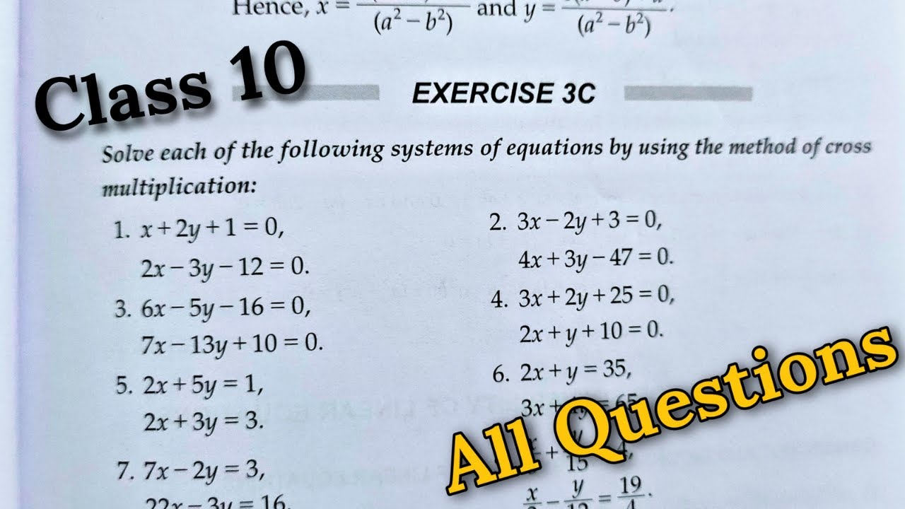 Class 10 | Exercise 3C Q1 to Q13 Linear Equations in two Variables | CBSE | Rajmith study