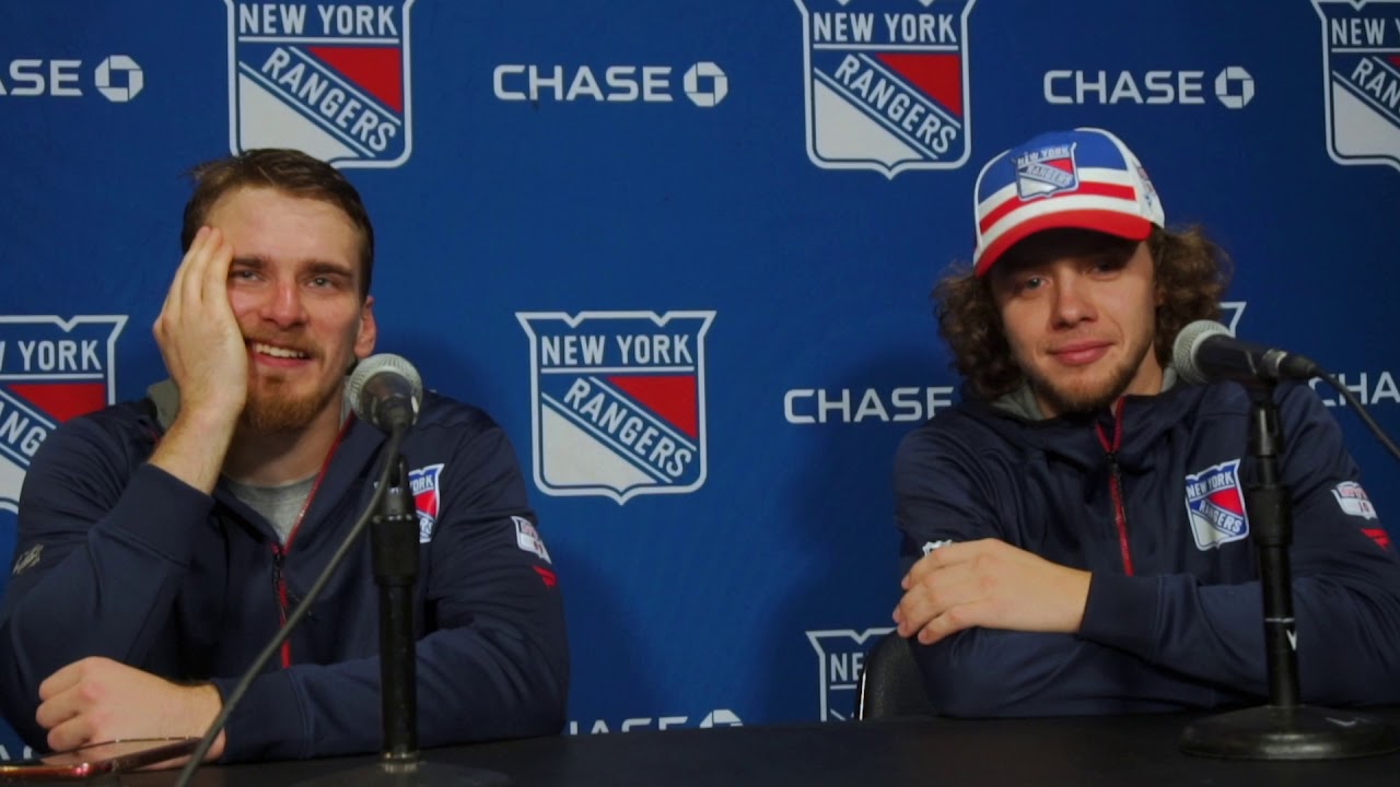 Pavel Buchnevich and Artemi Panarin Jan 16 Postgame | New York Rangers