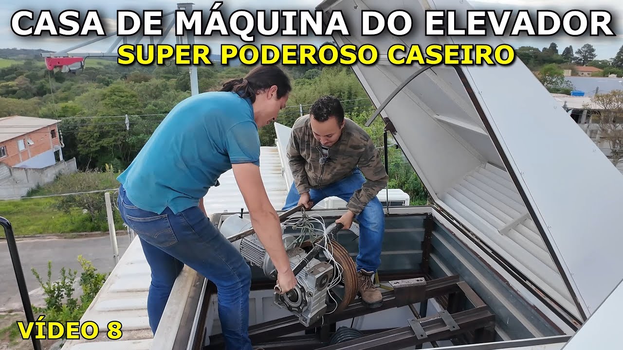 MONTANDO O MOTOR DENTRO DA CASA DE MÁQUINAS DO ELEVADOR SUPER PODEROSO CASEIRO