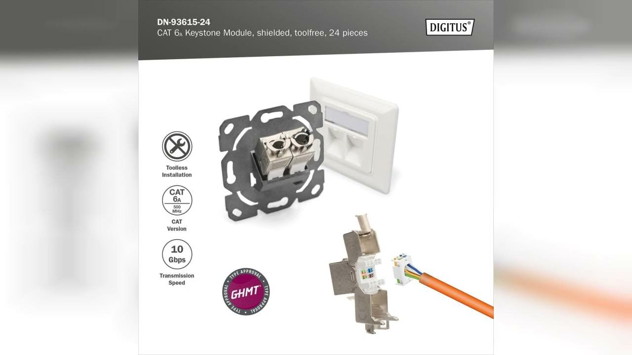 Rezension: DIGITUS Keystone-Modul Cat-6A Geschirmt - 24 Stück - RJ45-Buchse - 500 MHz 10GBase-T -...