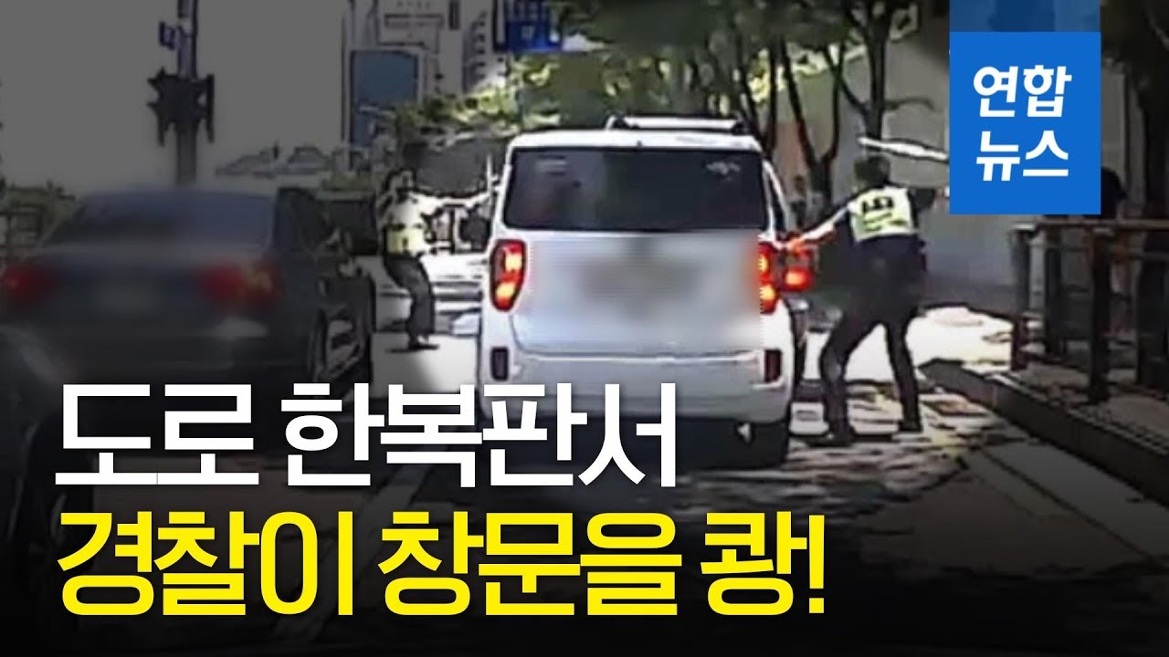 경찰, 삼단봉으로 차 창문 '쾅'…도로 한복판서 왜? / 연합뉴스 (Yonhapnews)