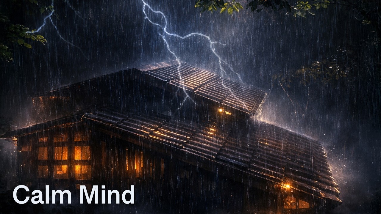 Rain Sounds for Sleeping – Intense Rain on Tin Roof to Calm Overthinking & Help You Sleep Fast