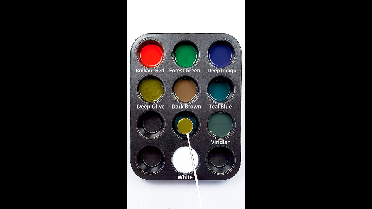 Color Recipes From Just Brilliant Red, Forest Green, Deep Indigo and White #colors #asmr #satisfying