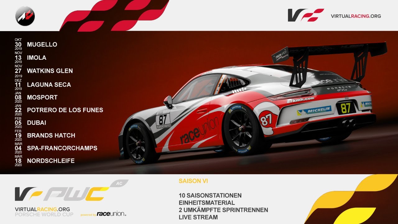 AssettoCorsa | PWC VI powered by Raceunion | Lauf 4 | Laguna Seca | virtualracing.org