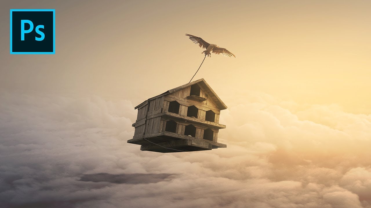 Photoshop Tutorial - Fantasy Flying Bird House Photo Manipulation