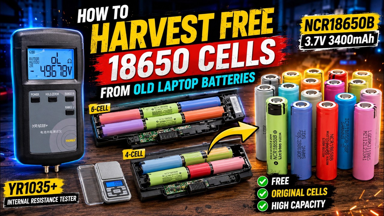 How to Harvest Free 18650 Li-Ion Cells from Old Laptop Batteries | NCR18650B 3.7V 3400mAh