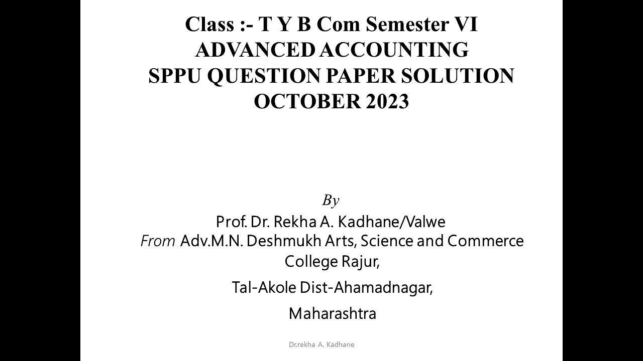 SPPU Question paper Solution T Y B Com October 2023 Semester VI Advanced Accounting II