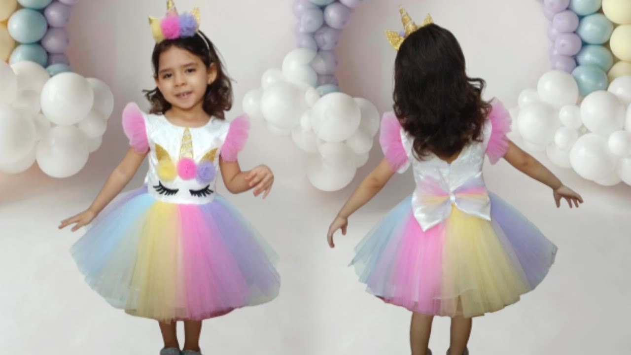 طريقة قص و خياطة فستان يونيكورن _ How to make unicorn dress 🦄⁦✂️
