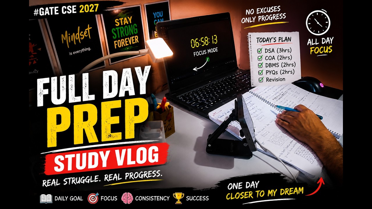 GATE CSE 2027 Study Vlog 📚 | 10+ Hours of Productive Study | Real Preparation & No Excuses 🔥