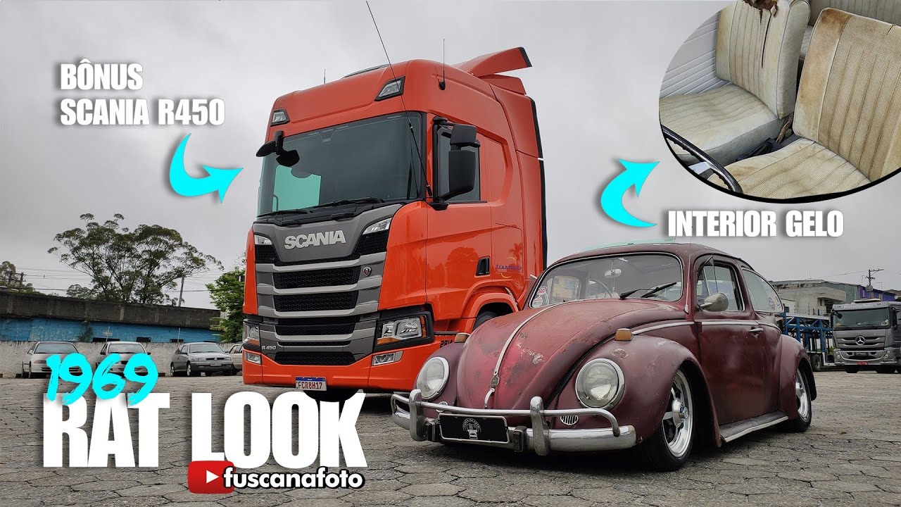 FUSCA 1969 COM VISUAL RATLOOK E RARO INTERIOR GELO ORIGINAL - B&Ocirc;NUS SCANIA R450 