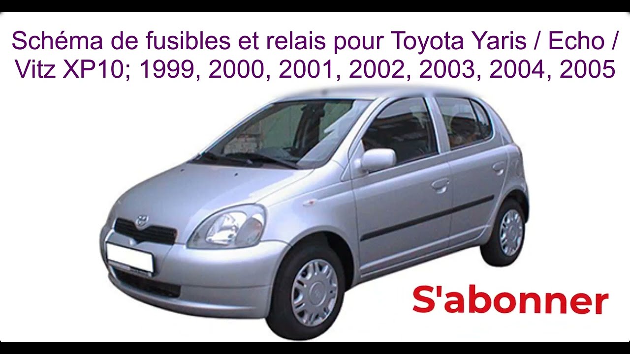 Schéma de fusibles et relais pour Toyota Yaris Echo / Vitz / XP10 1999, 2000, 2001, 2002, 2003, 2004