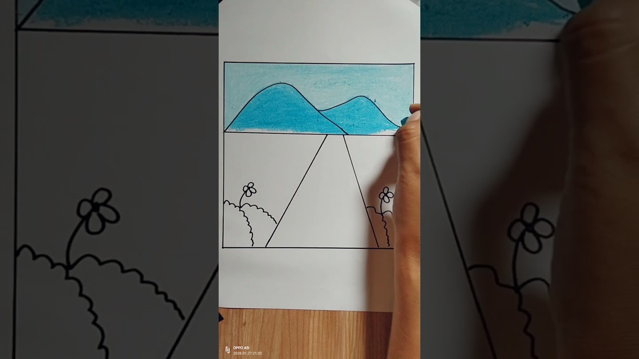 Cara menggambar pemandangan|| draw simple 