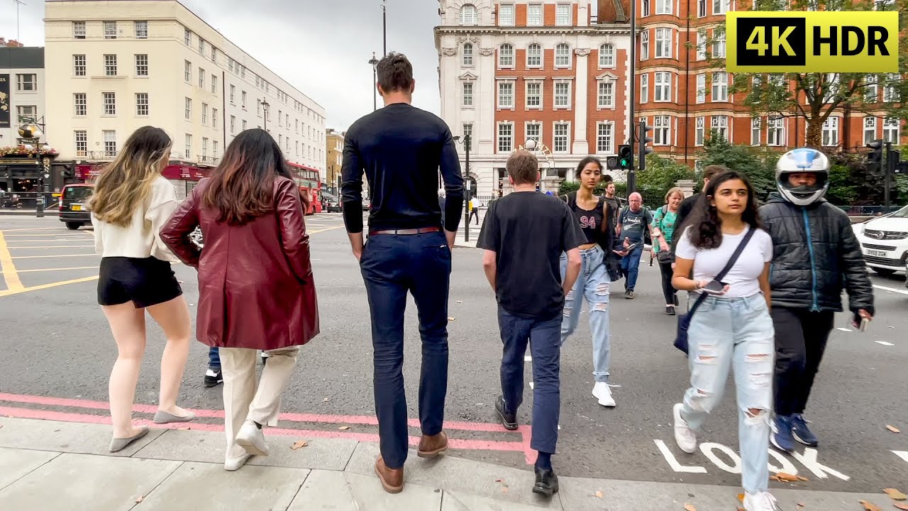 Walking around Baker Street, Orchard Street, North Audley Street, London Walking Tour 4K HDR