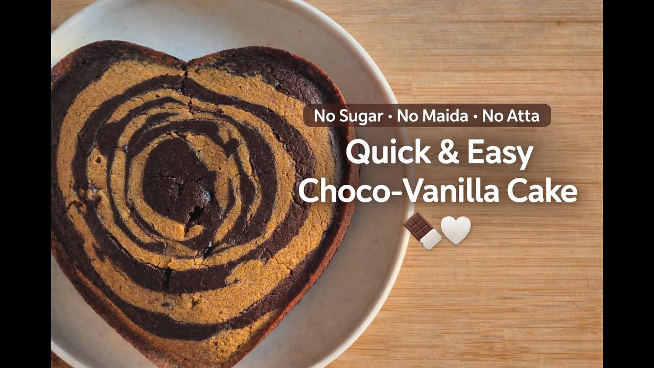 How To Make Choco-vanilla Cake At Home | No atta, No sugar, No maida | High protein oats cake