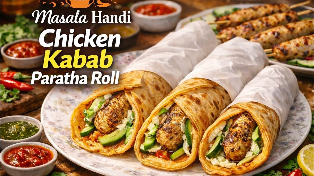 Chicken kabab Paratha Roll spicy 