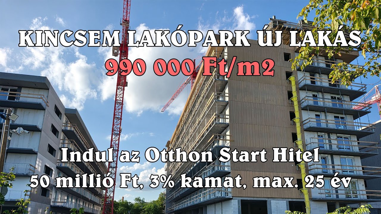 Kincsem lakópark: Új lakások 1 millió Ft/m2 alatt, Otthon Start hitelprogram (50 millió, 3% kamat)