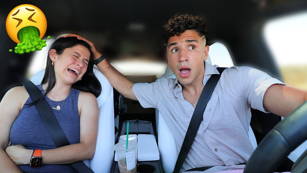 Getting CAR SICK Then Randomly Crying To His Reaction!