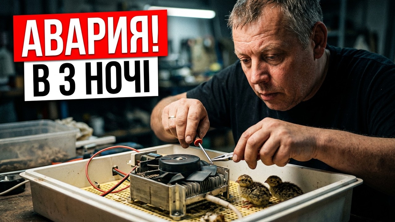 АВАРИЯ в 3 часа ночи! Инкубатор встал. Вытаскивал перепелёнка из вентилятора. Прямой эфир 🔧😱🐣