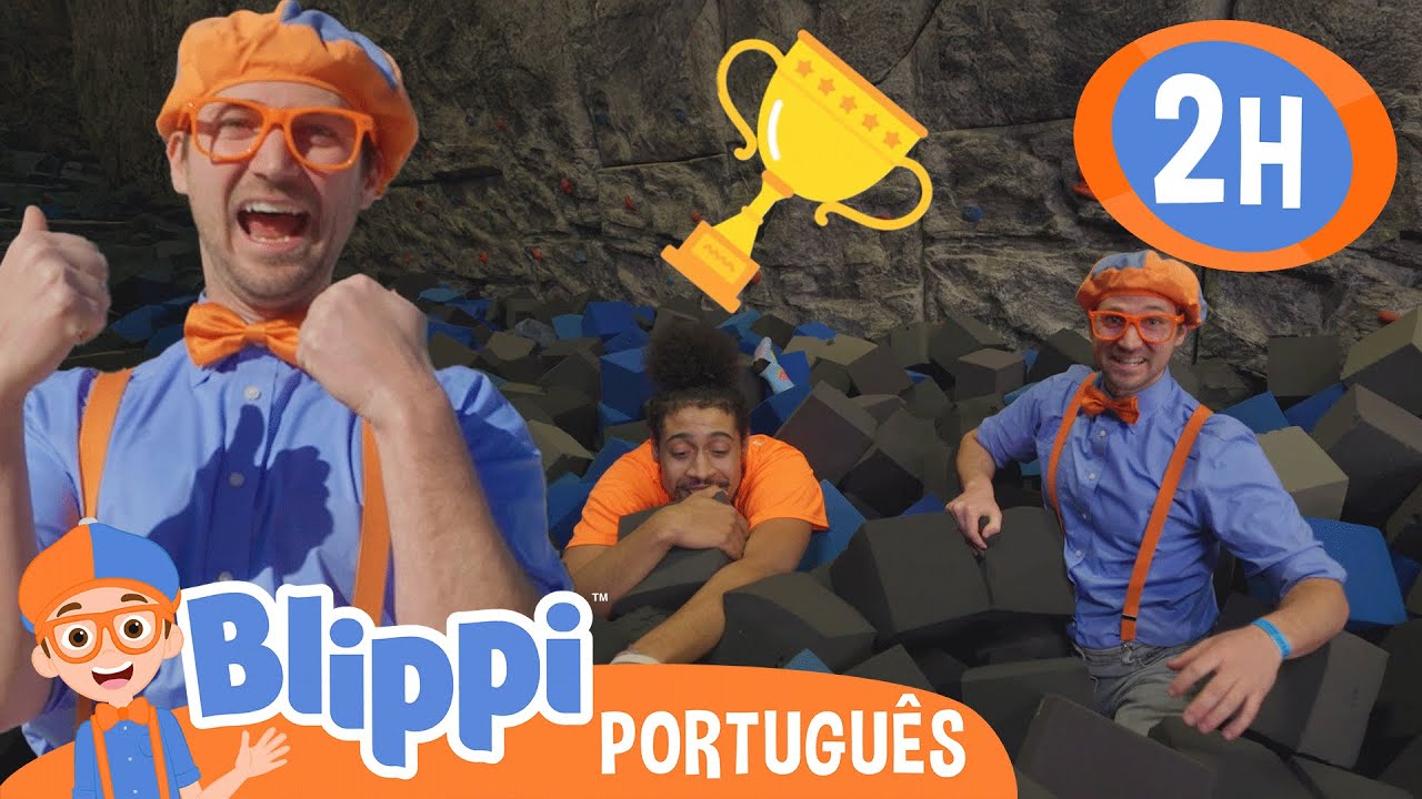 A Grande Aventura de Blippi no Skyzone 🪂🟠 MARATONA DO BLIPPI! 🔵 Vídeos Educativos em Português