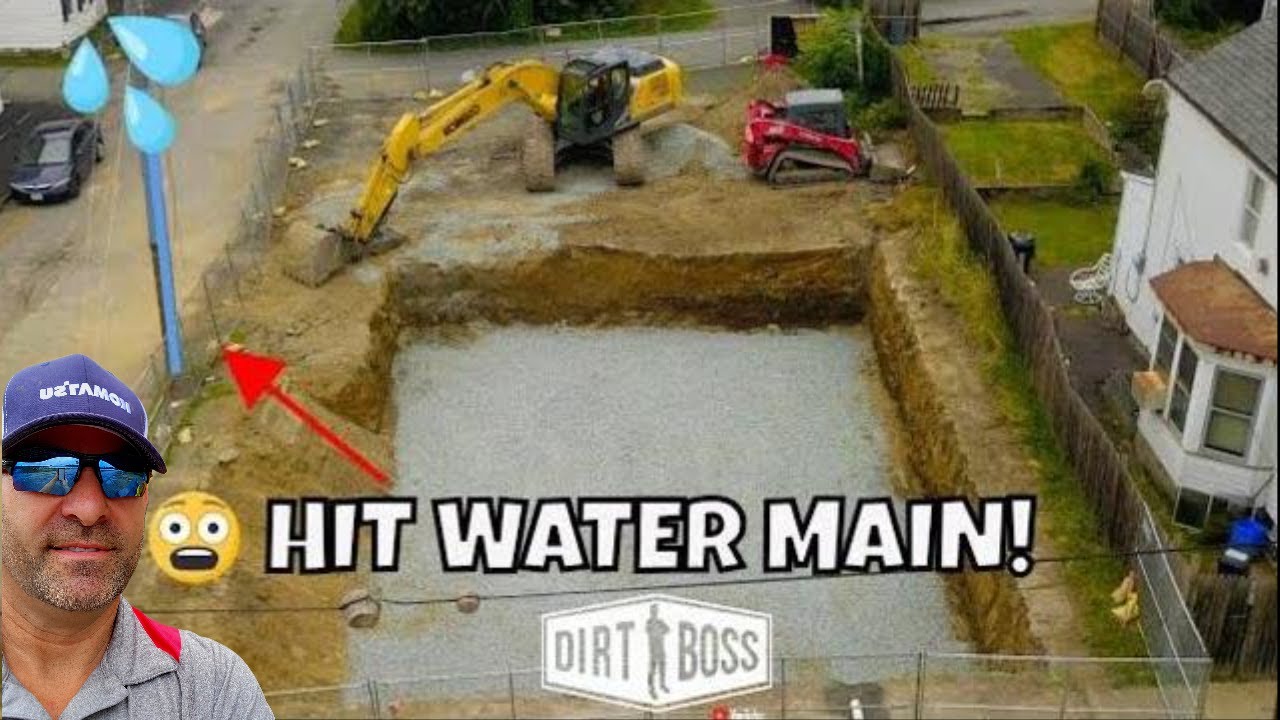 BIG Excavator Small CITY Lot Foundation Dig