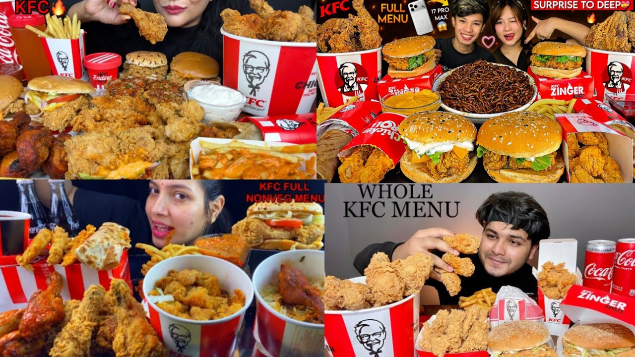 KFC full menu🔥😱crispy fried chicken,zinger burger, french fries,coca cola|Bigbites mukbang asmr
