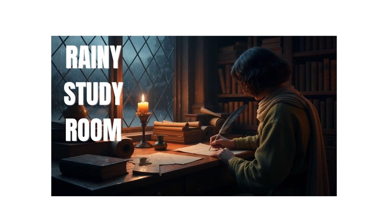 Rainy Night Study Room 🌧 Warm Candlelight Desk | Rain Sounds for Focus (3 Hours)