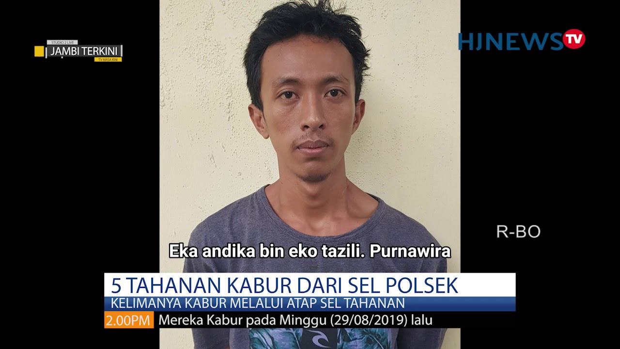 5 TAHANAN POLSEK KOTA BARU JAMBI KABUR DARI SEL