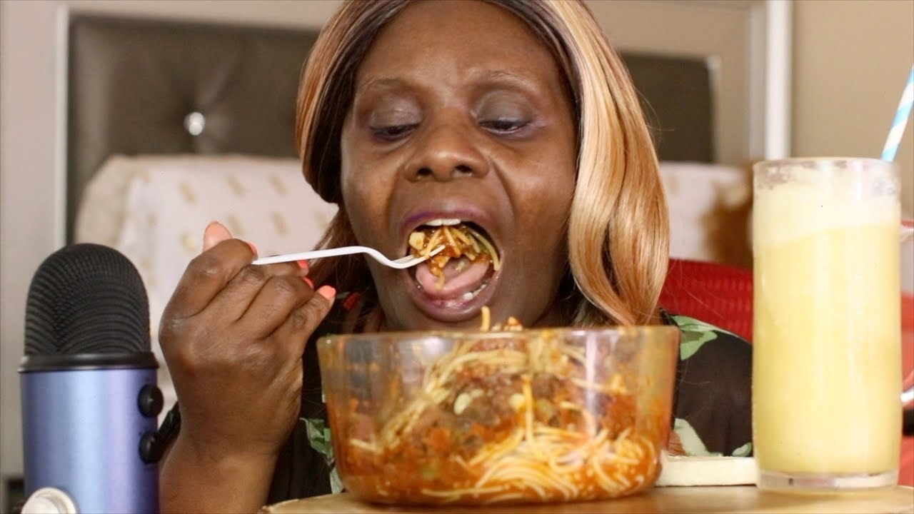Big Bowl Spaghetti ASMR Eating Sounds