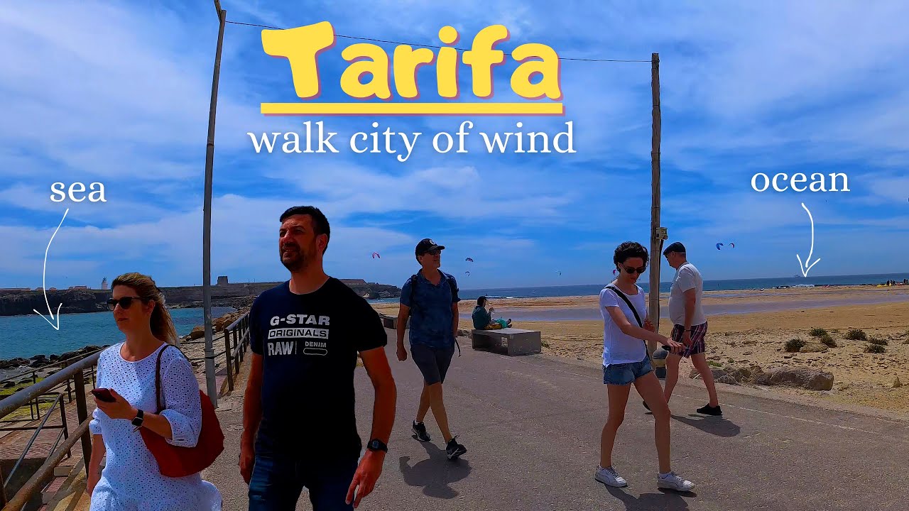 Tarifa, Spain - city of wind and surf. 4K Walk tour. Province Cadiz