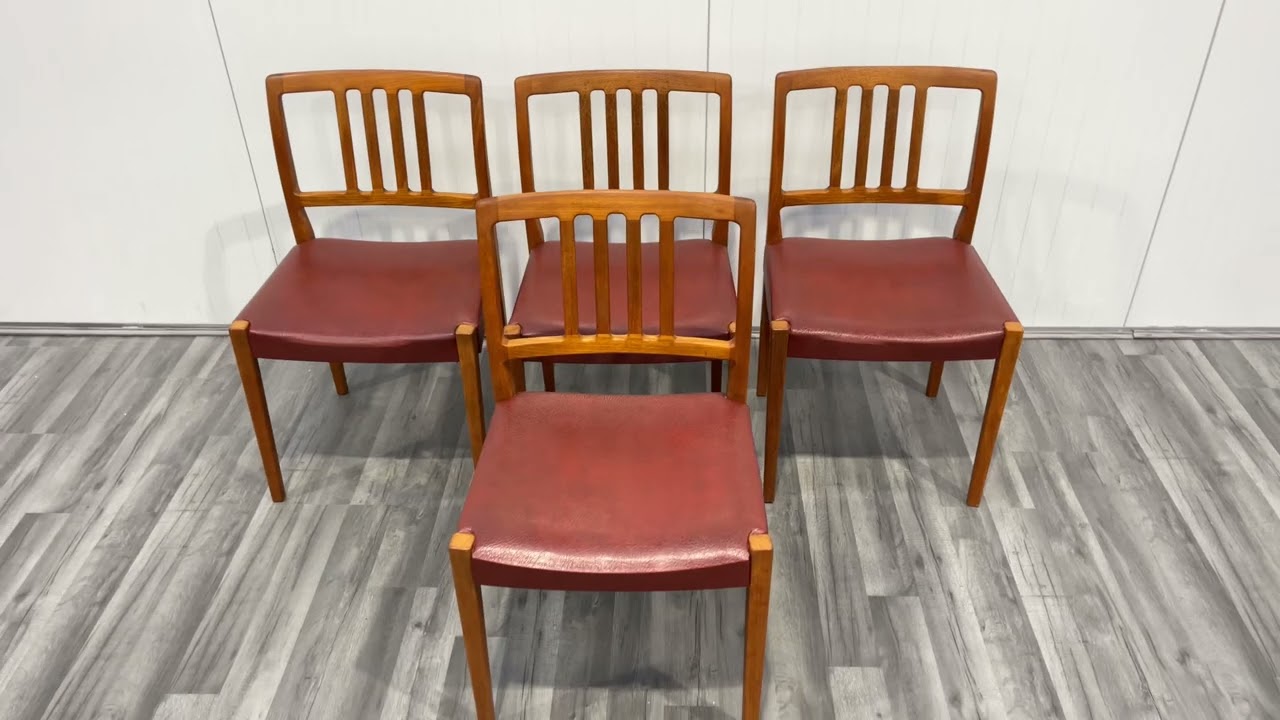 Swedish mid century teak dining chairs by Nils Jonsson
