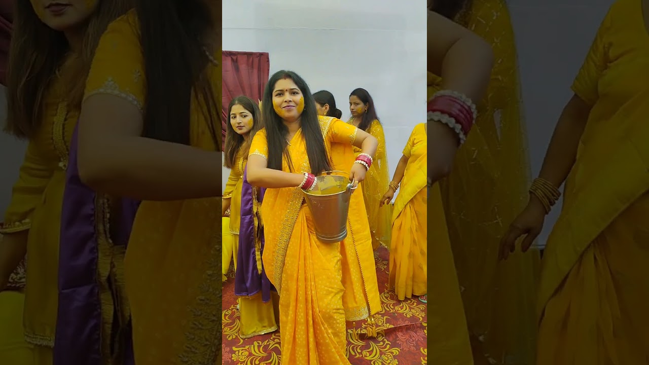 Haldi ceremony#minivlog#masti#holi#family#wedding#marriage#ritual#fumnyvideos#love#hinducelebration