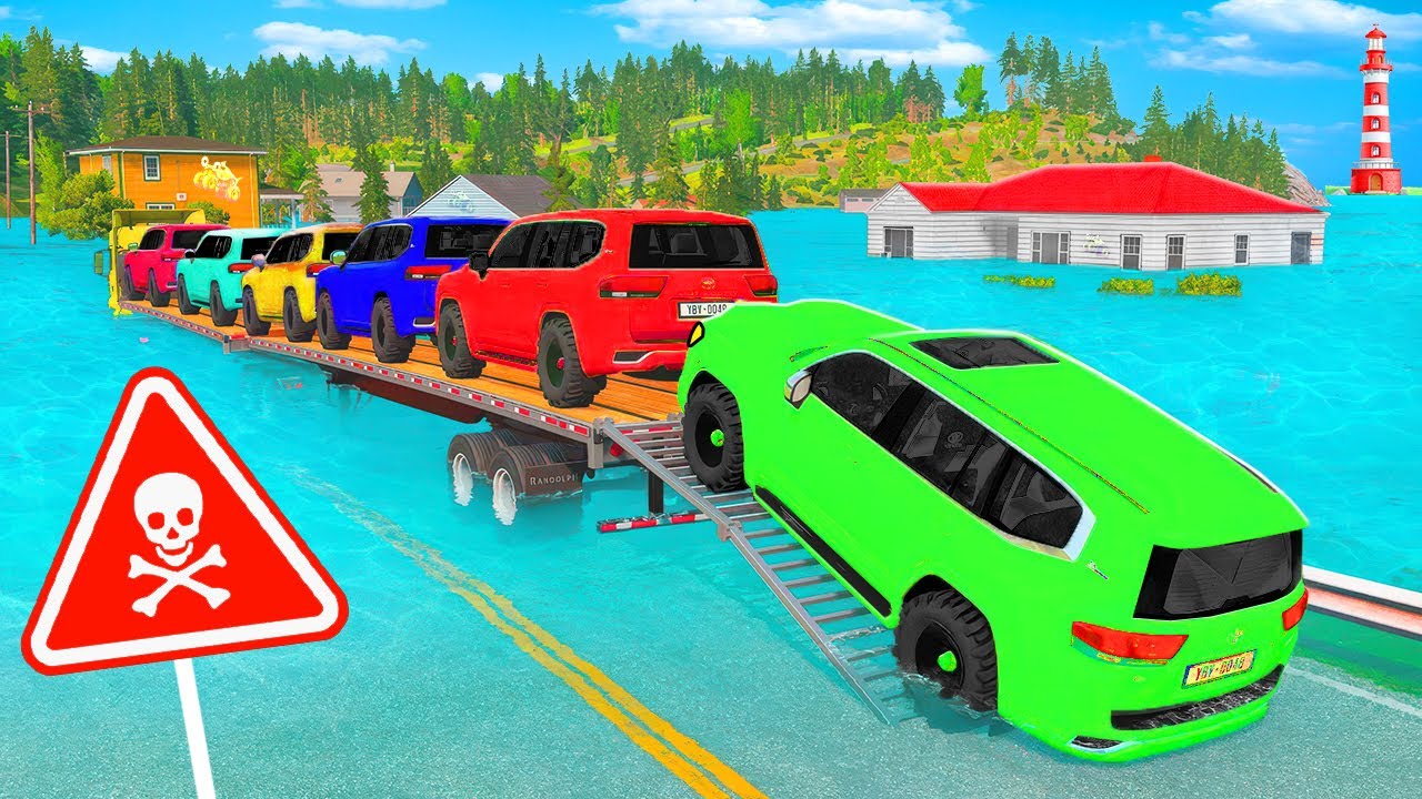 McQueen on Flatbed Trailer vs Speed Bumps (BeamNG) #19 💥