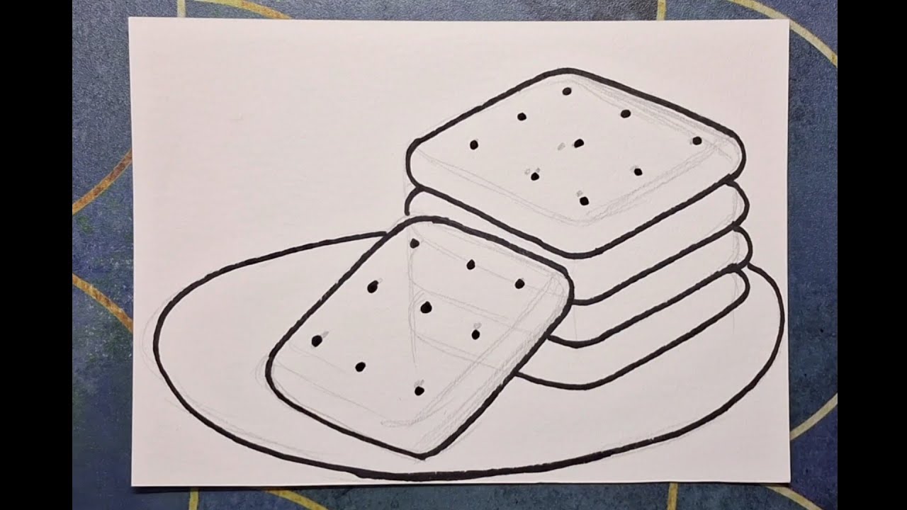 Biscuits drawing,  step by step drawing,  drawing tutorial 