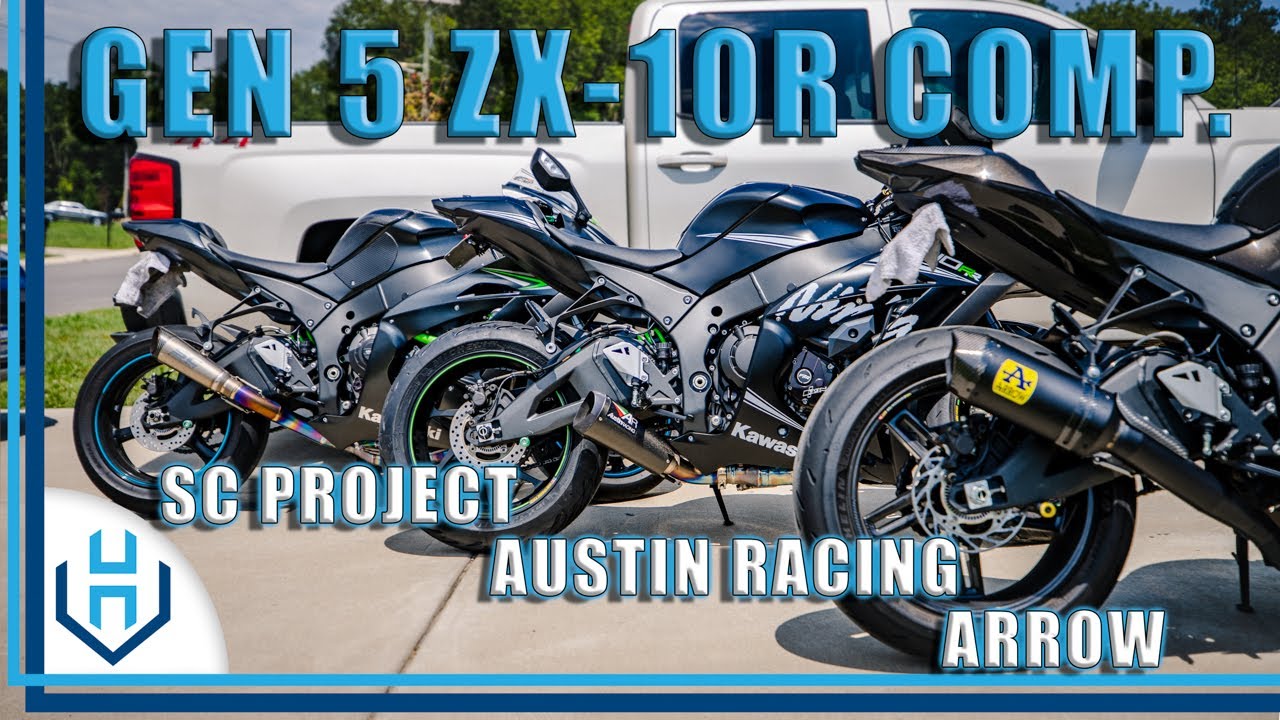 ZX-10R Exhaust Comparison SC PROJECT | AUSTIN RACING | ARROW