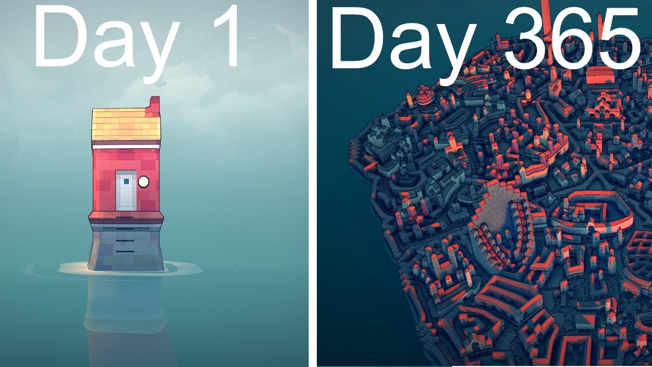 1 Second VS 1 Year Of Playing Townscaper!