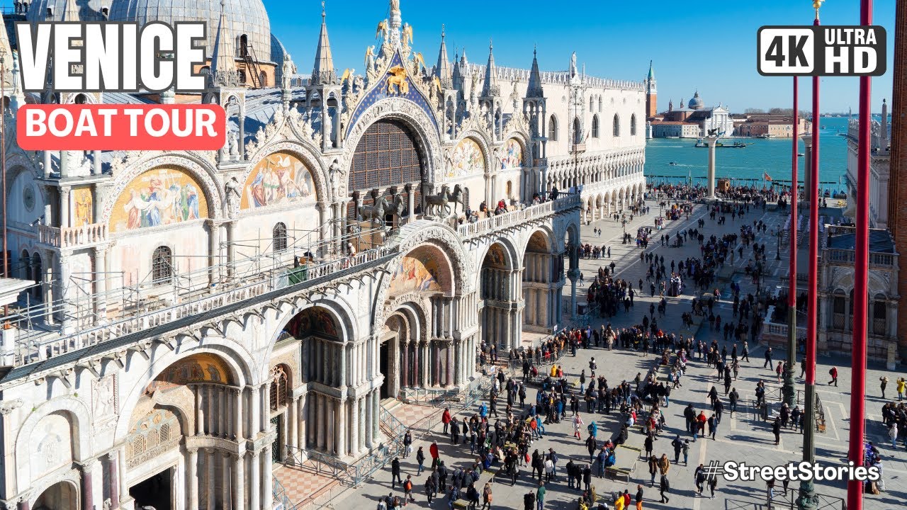 🇮🇹  VENICE , ITALY. Grand Canal Boat Tour with Captions in 4K.