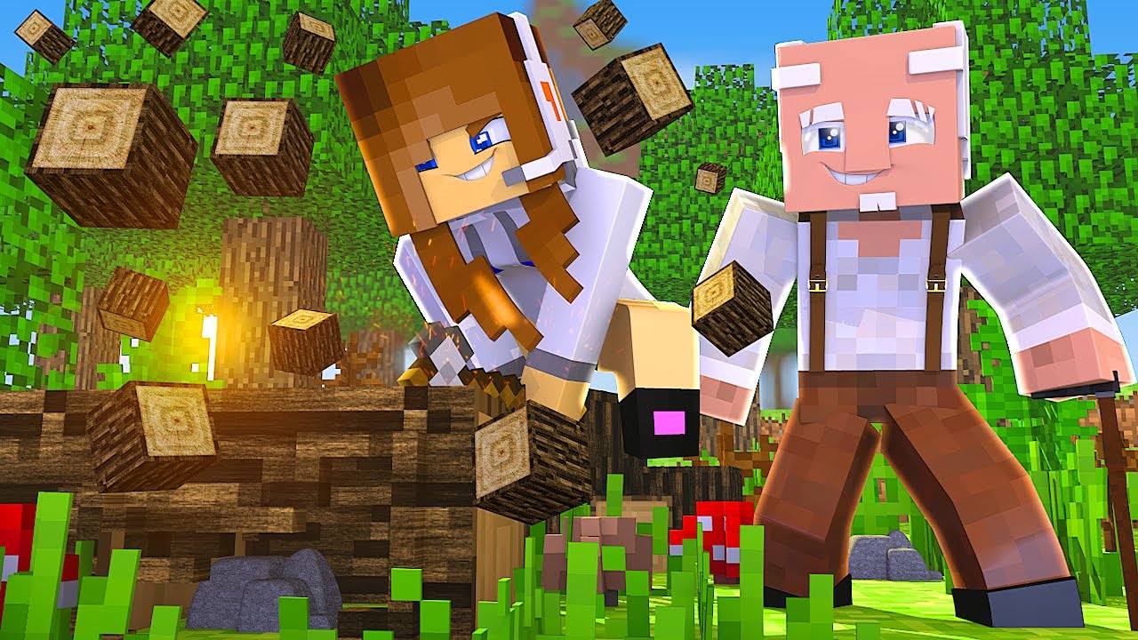 Minecraft: TÚNEL DA SORTE - JOGANDO COM MEU VÔ!