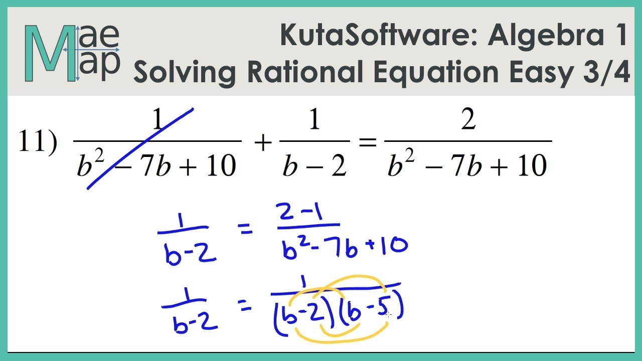 KutaSoftware: Algebra 1- Solving Rational Equations Easy Part 3
