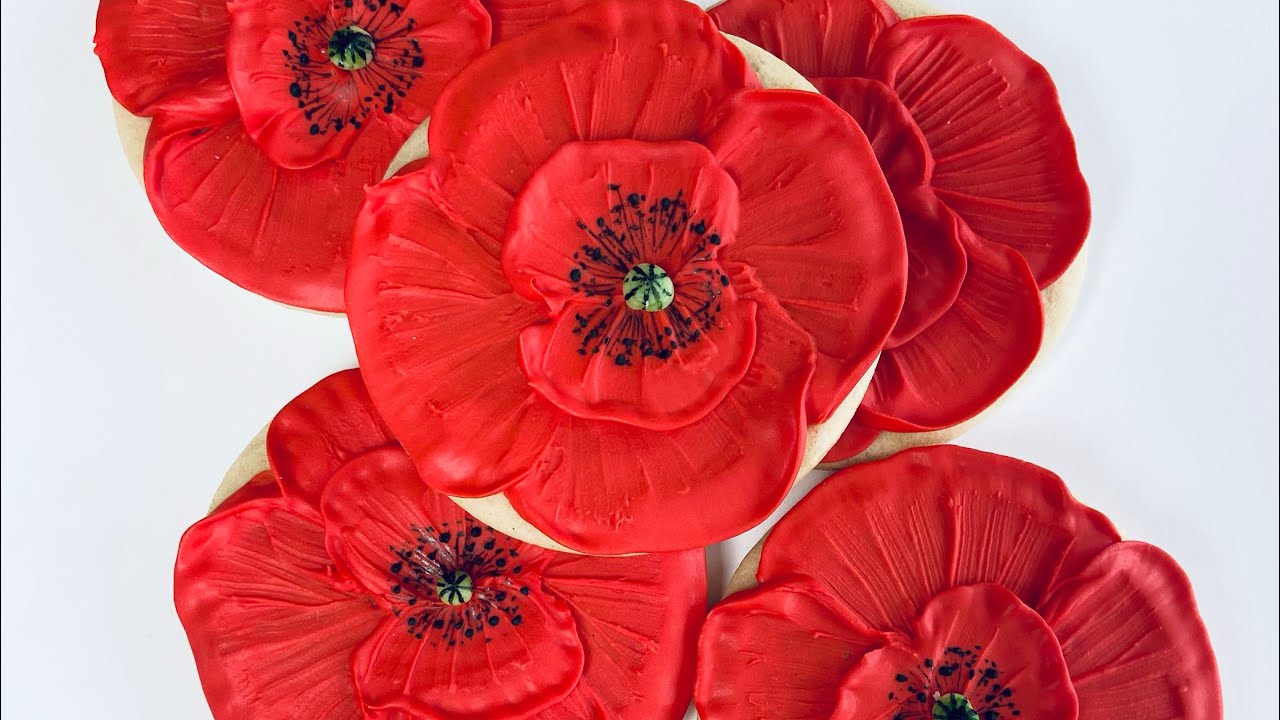Piping Poppy Flower Sugar Cookies