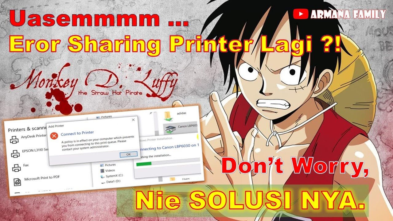 Error Sharing Printer: A Policy is in effect on ur comp which prevents u from connect to print queue