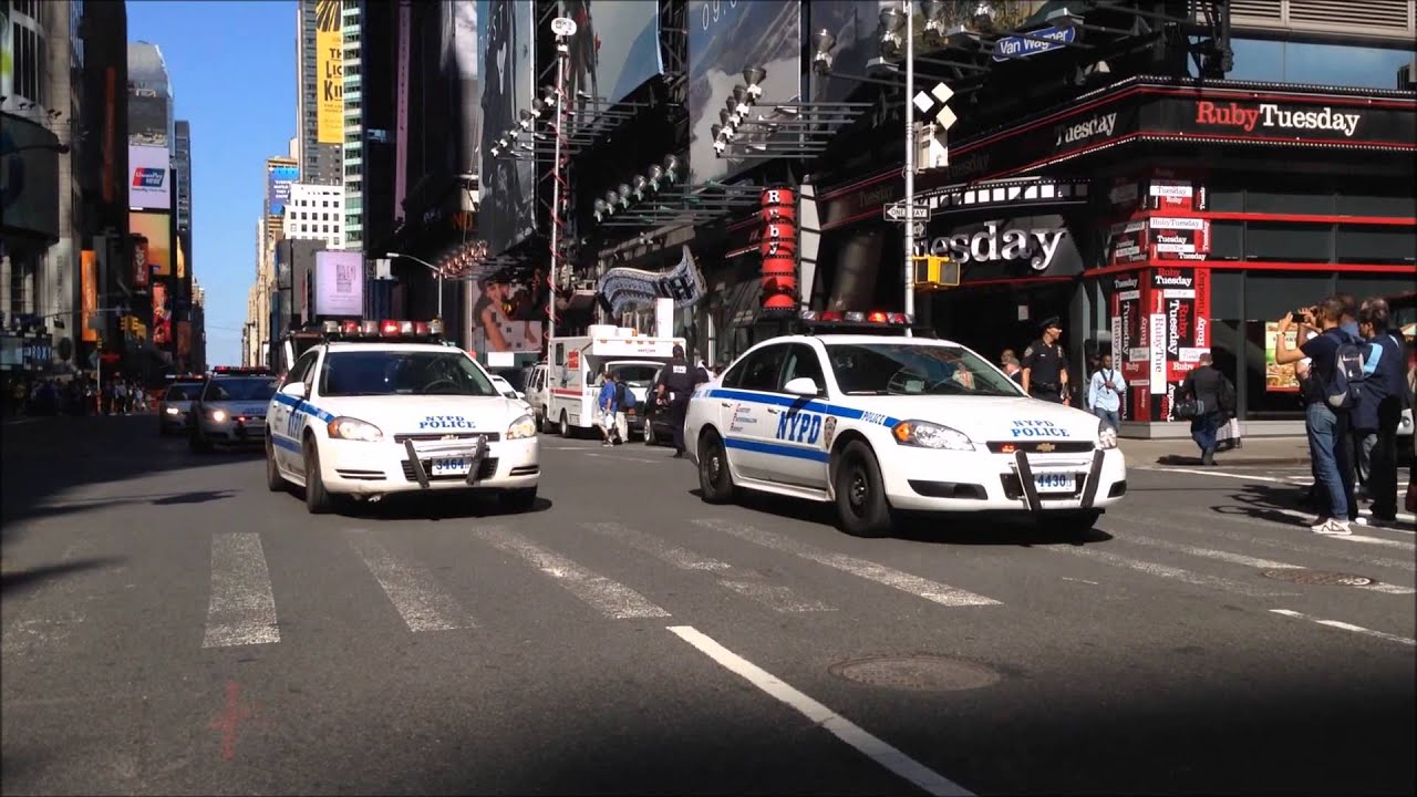 SIMULTANEOUS DOUBLE ANTI-TERROR NYPD SURGE DRILL TODAY DURING MEDIA EVENT IN TIMES SQUARE.