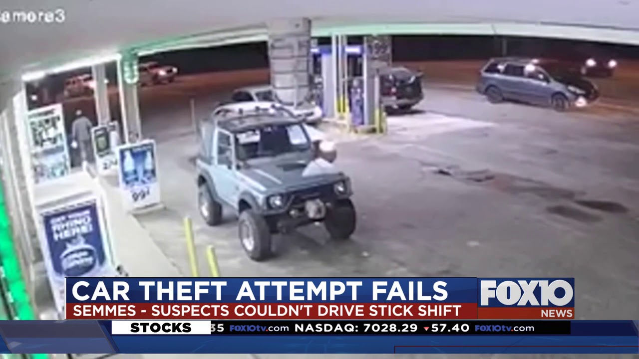 Attempted car theives give up when they can't drive a stick shift
