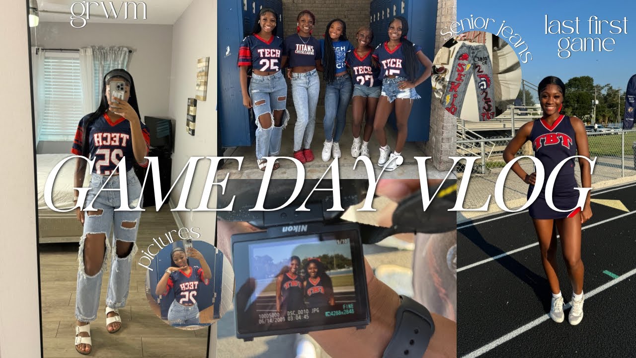 DAY IN MY LIFE AS A VARSITY CHEERLEADER | first last game, senior jeans, school vlogs, etc