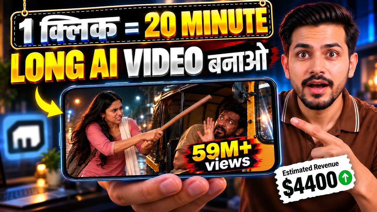 Long AI Video Kaise Banaye (20 Min) Using Just 1 Click🔥| Ai Video Kaise Banaye || Ai Automation